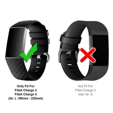 CoolGadget Smartwatch-Armband Fitnessarmband aus TPU / Silikon, für Fitbit Charge 3 / 4 Sport Uhrenarmband Fitness Band Unisex Größe L