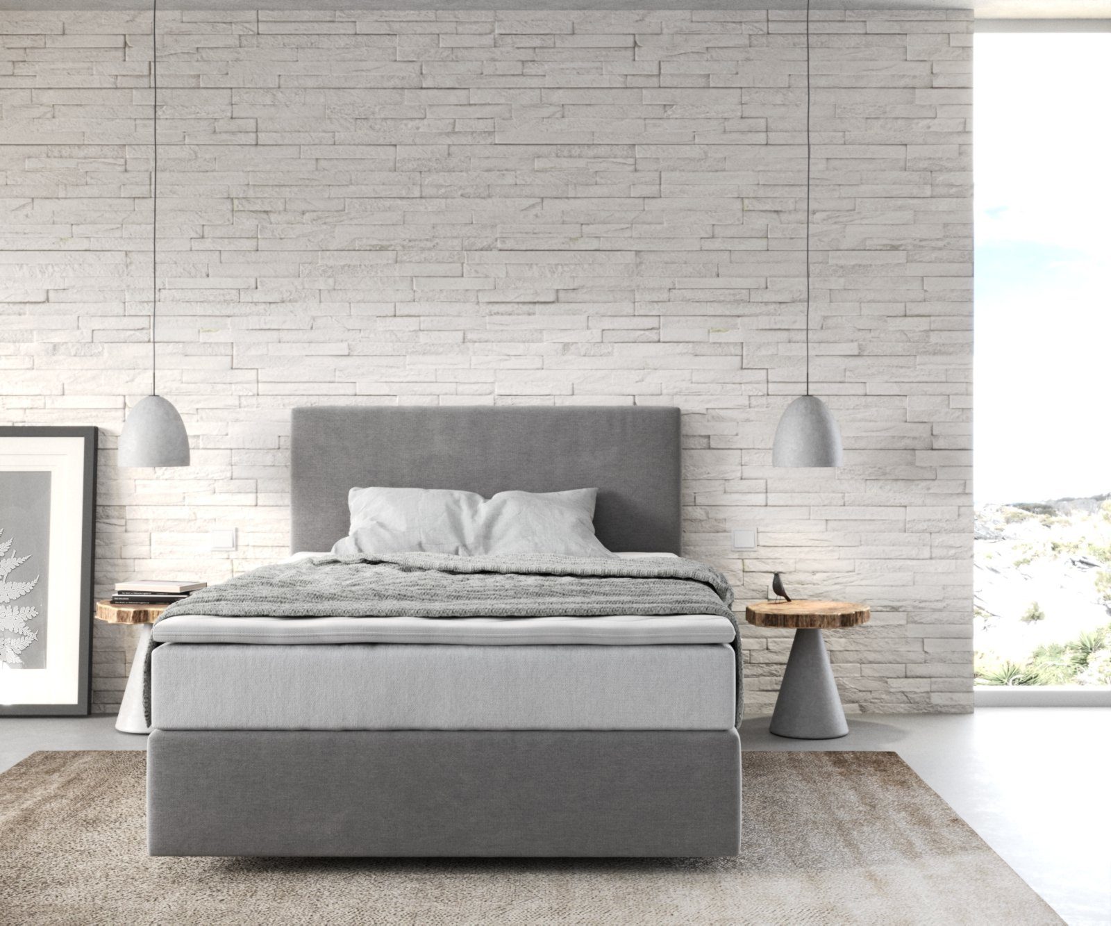 DELIFE Boxspringbett Dream-Well, Mikrofaser Grau 120x200 günstig online kaufen