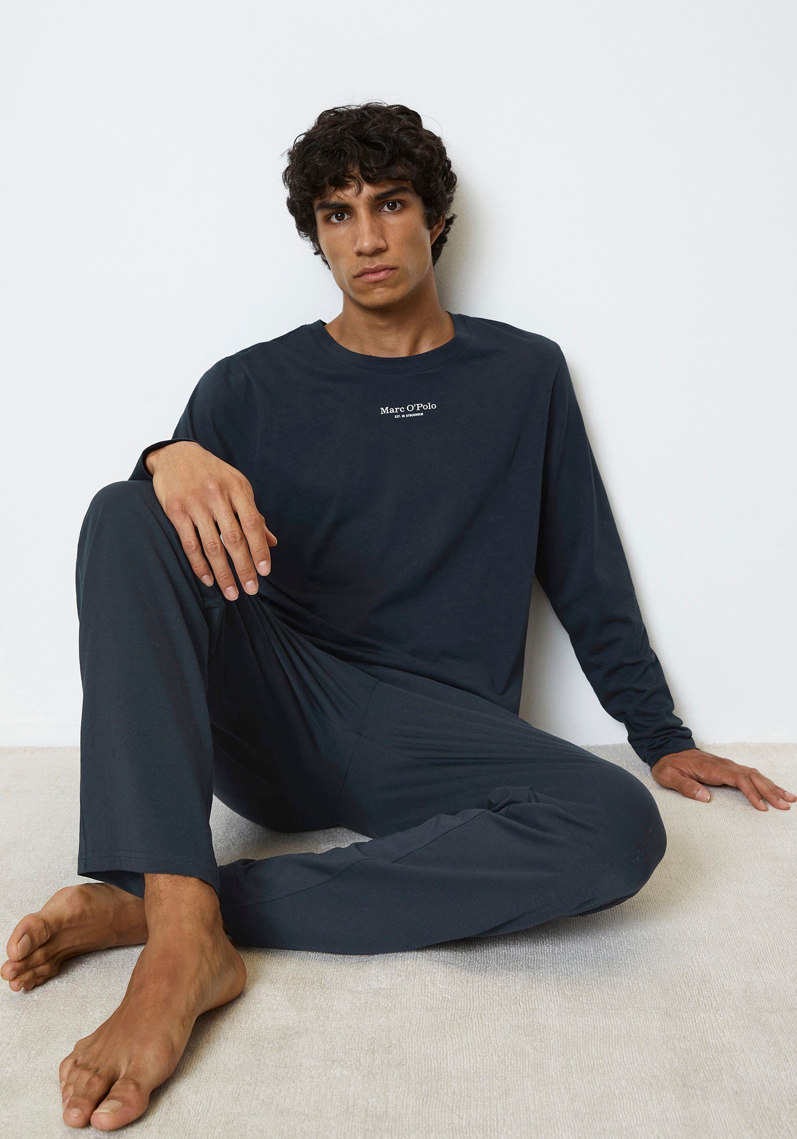 Marc O'Polo Pyjamaoberteil Mix & Match Cotton mit Langarm und Logoprägung