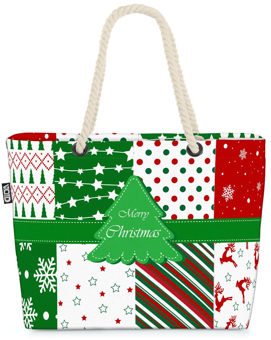 Bag gemustert Beach Strandtasche Dekoration Deko (1-tlg), Muster Weihnachten Weihnachtsmuster Winter VOID