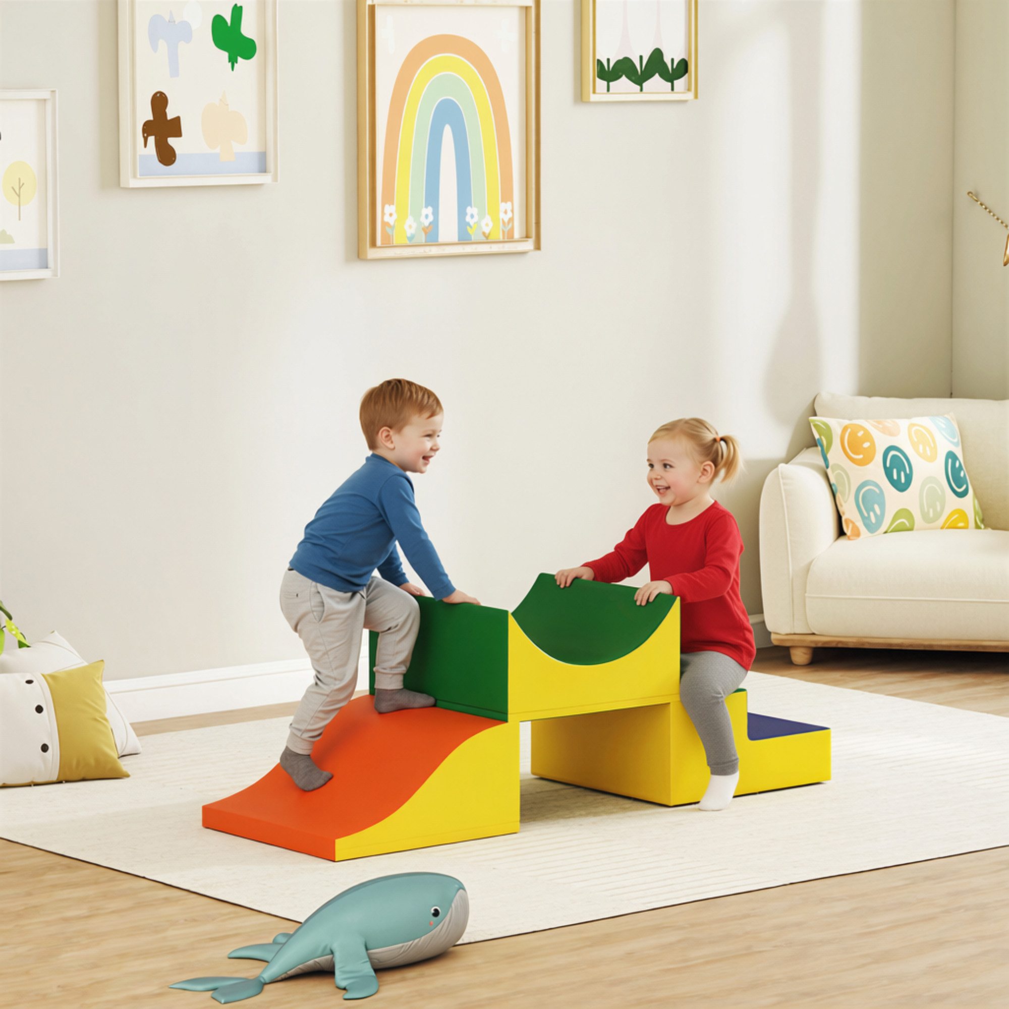 AIYAPLAY Bausteine Kinder Klettern Softbausteine gelb Spielbausteine, (Großbausteine, 3 St., Baby Riesenbausteine), Bauklötze Kunstleder Mehrfarbig