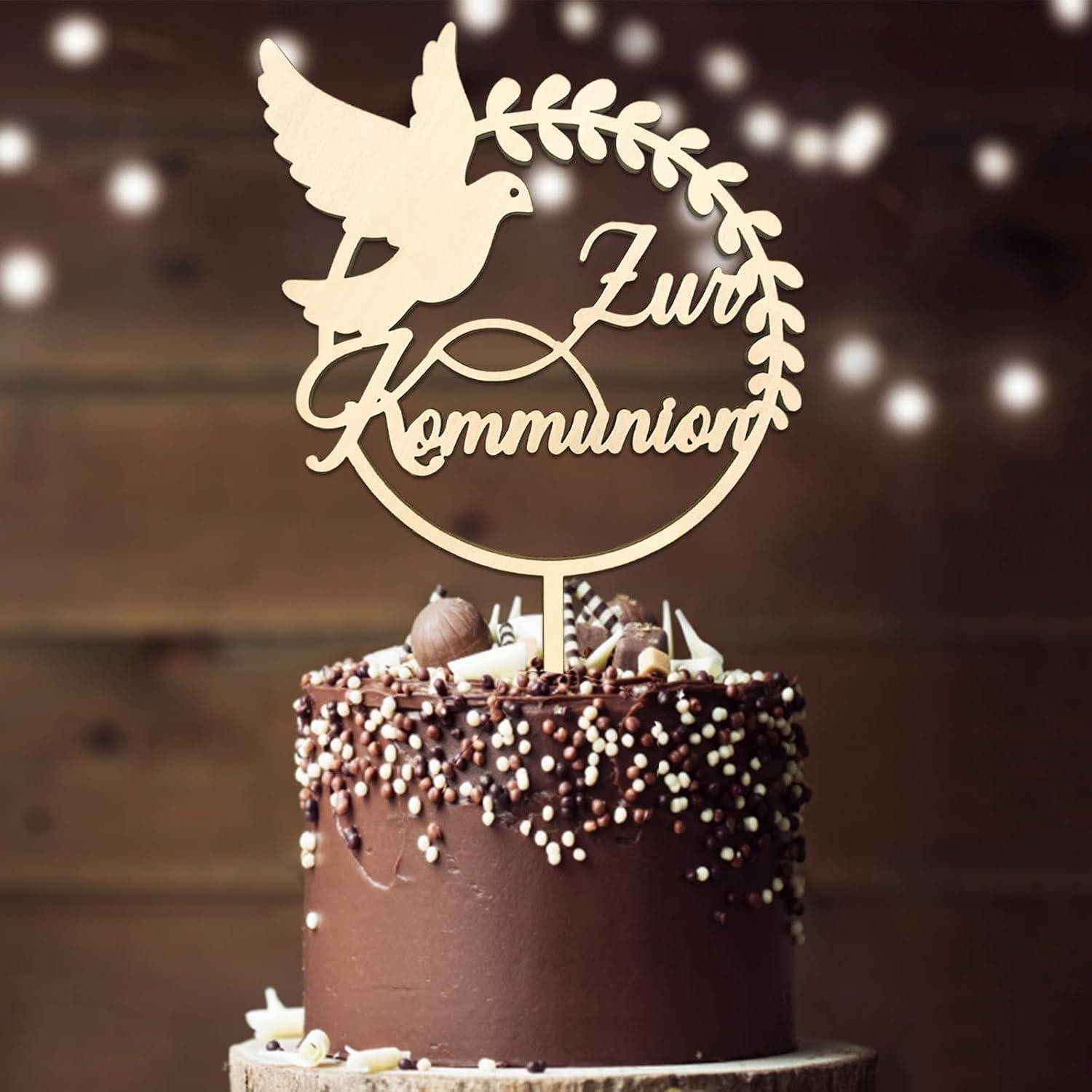 LuxusKollektion Sticker Tortendeko Kommunion Holz Torten Topper Zur Kommunion Cake Topper