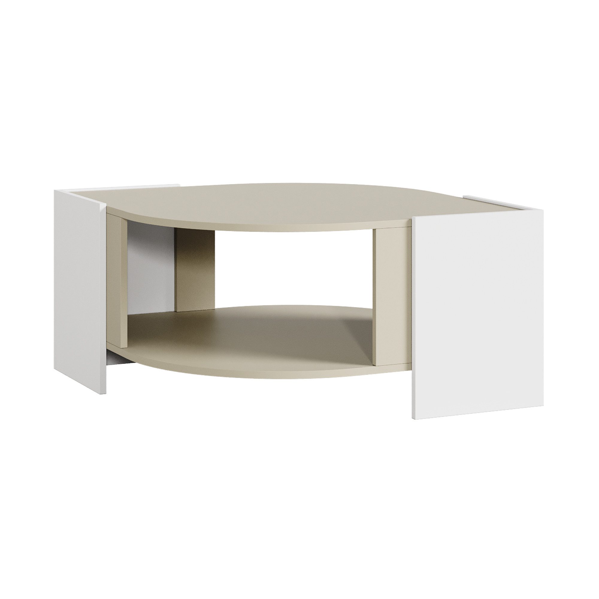 en.casa Couchtisch, »Klipsari« 75 x 75 x 40 cm mit Stauraum Weiß/Sandfarben