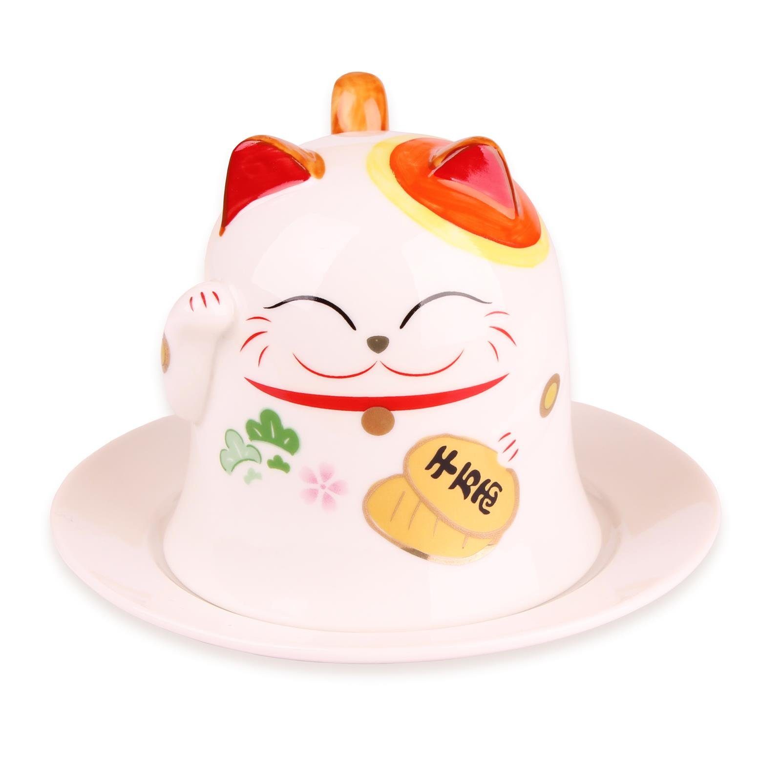 Dekofigur Kaffeetasse "Maneki-Neko" -Tasse im Design der japanischen Glückskatze