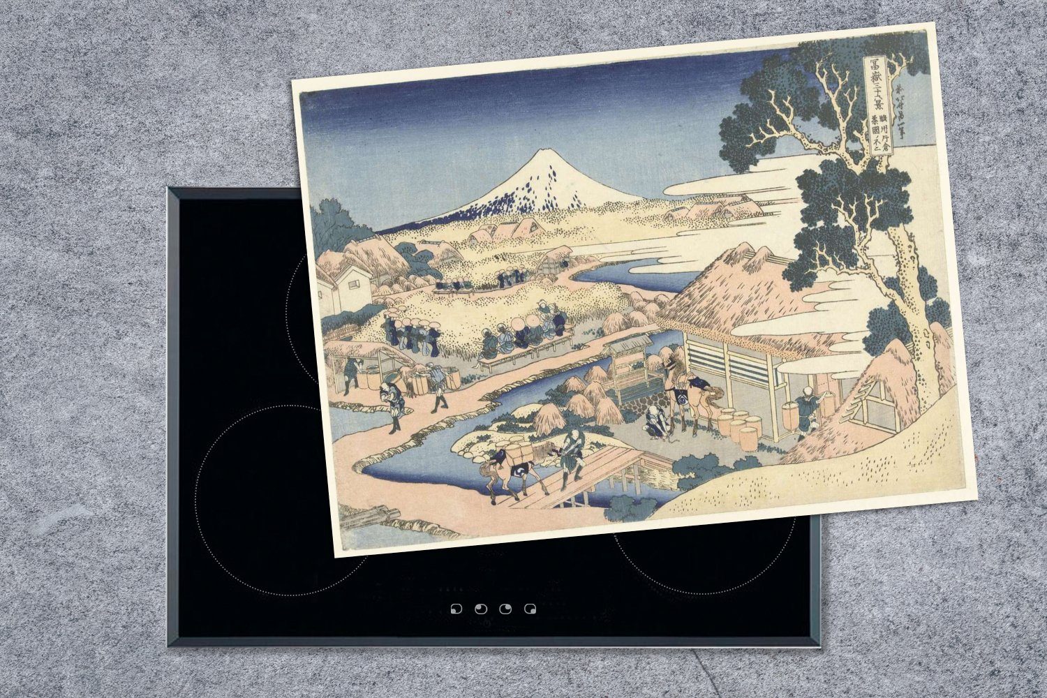 70x52 nutzbar, der Fuji Ceranfeldabdeckung - tlg), Gemälde, Provinz (1 Der Mobile Arbeitsfläche Teeplantage Herdblende-/Abdeckplatte cm, von Katakura der Suruga MuchoWow Vinyl, in
