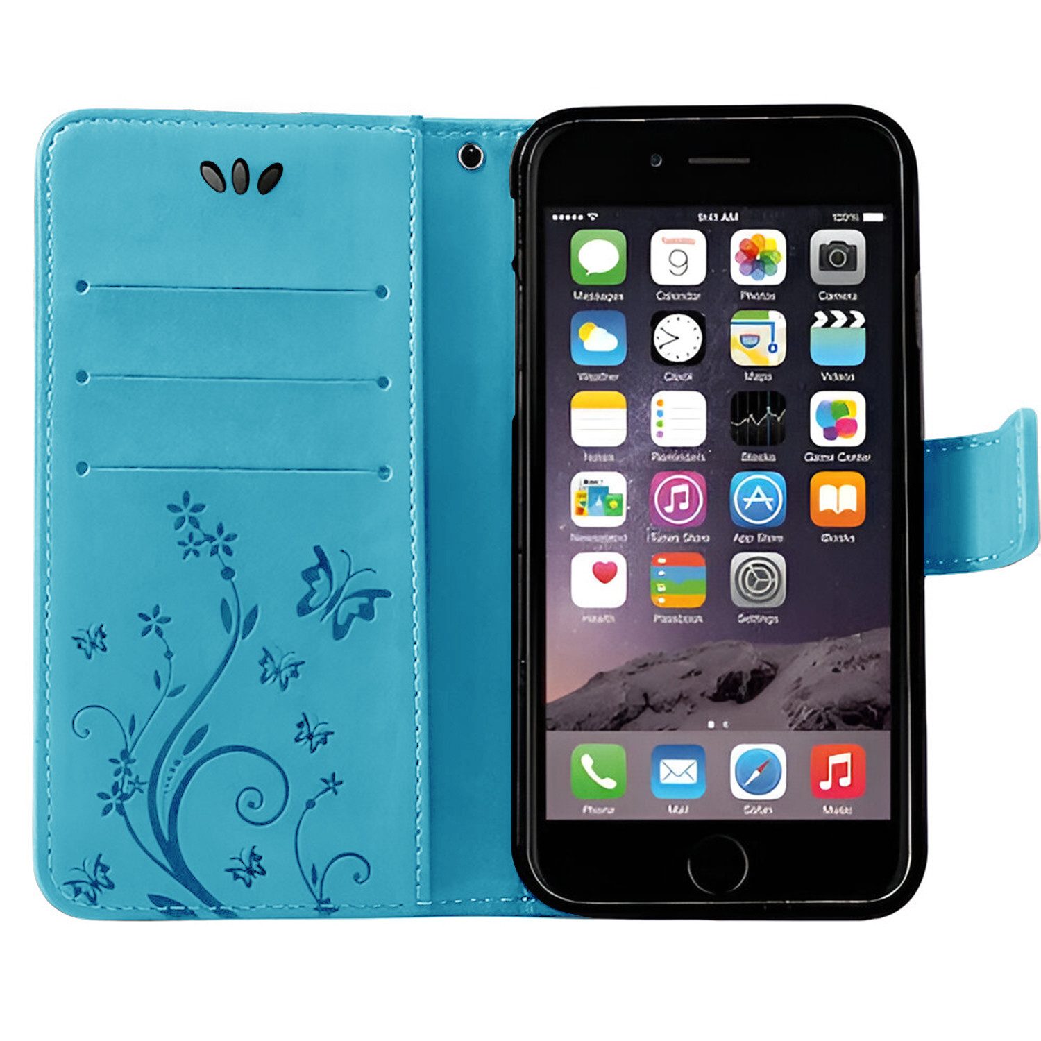 betterfon Handyhülle Handytasche für Apple iPhone Klapphülle Klapphülle, Bookstyle-Hülle: Magnetverschluss 3 Kartenfächer & Standfunktion