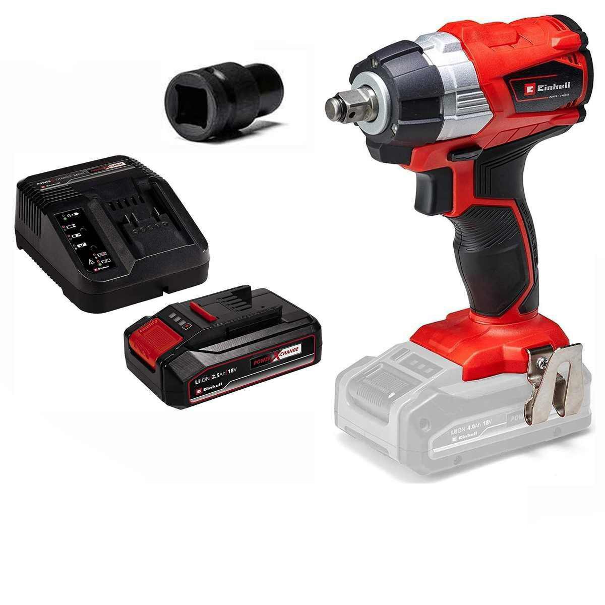 Einhell Akku-Schlagschrauber TP-CW 18 Li BL 18 V, 215 Nm, Bit-Adapter, mit Akku2,5 Ah, Ladegerät, (Bit-Adapter + LED Licht)