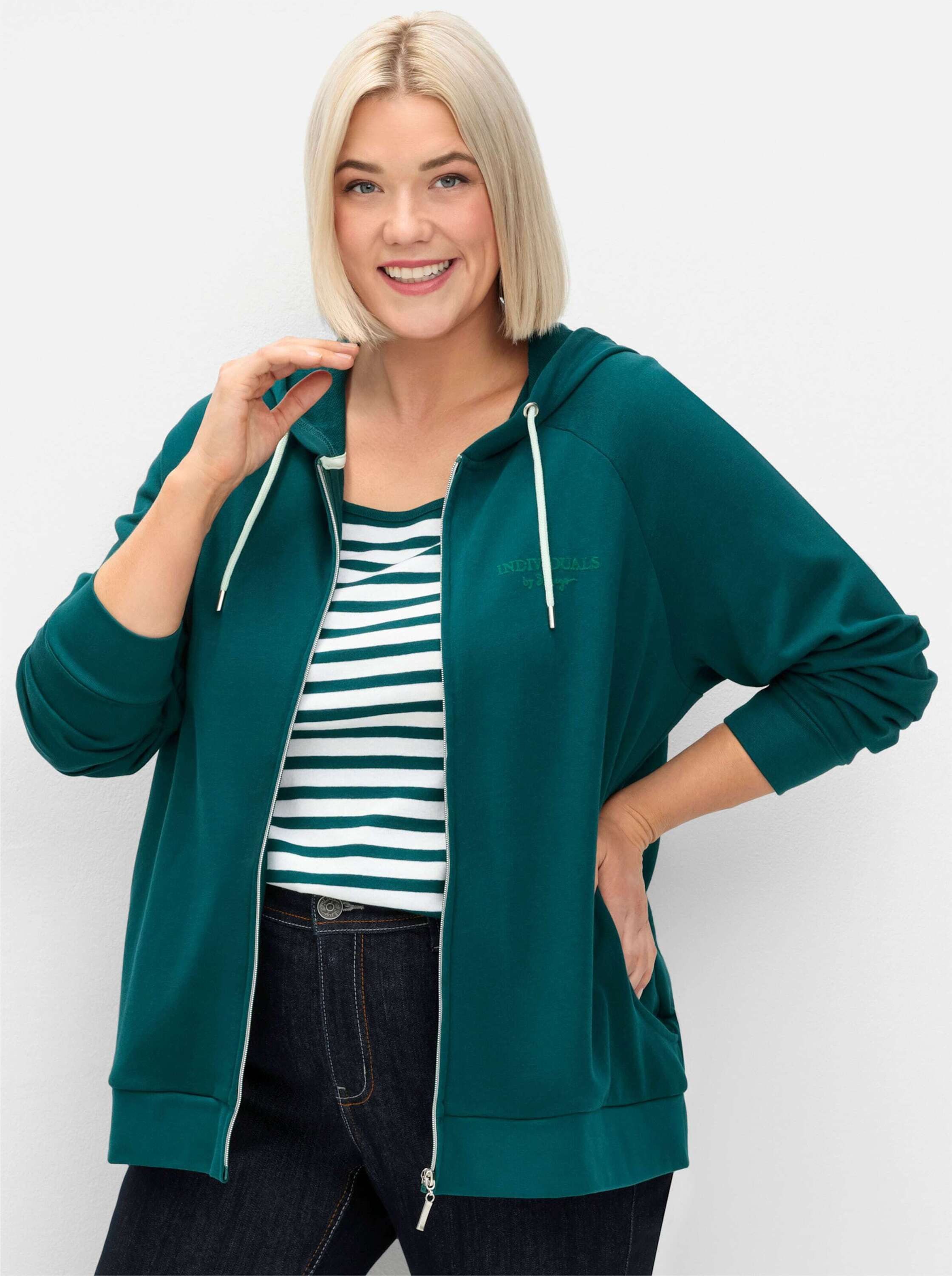Sheego Shirtjacke Kapuzensweatjacke Langarm