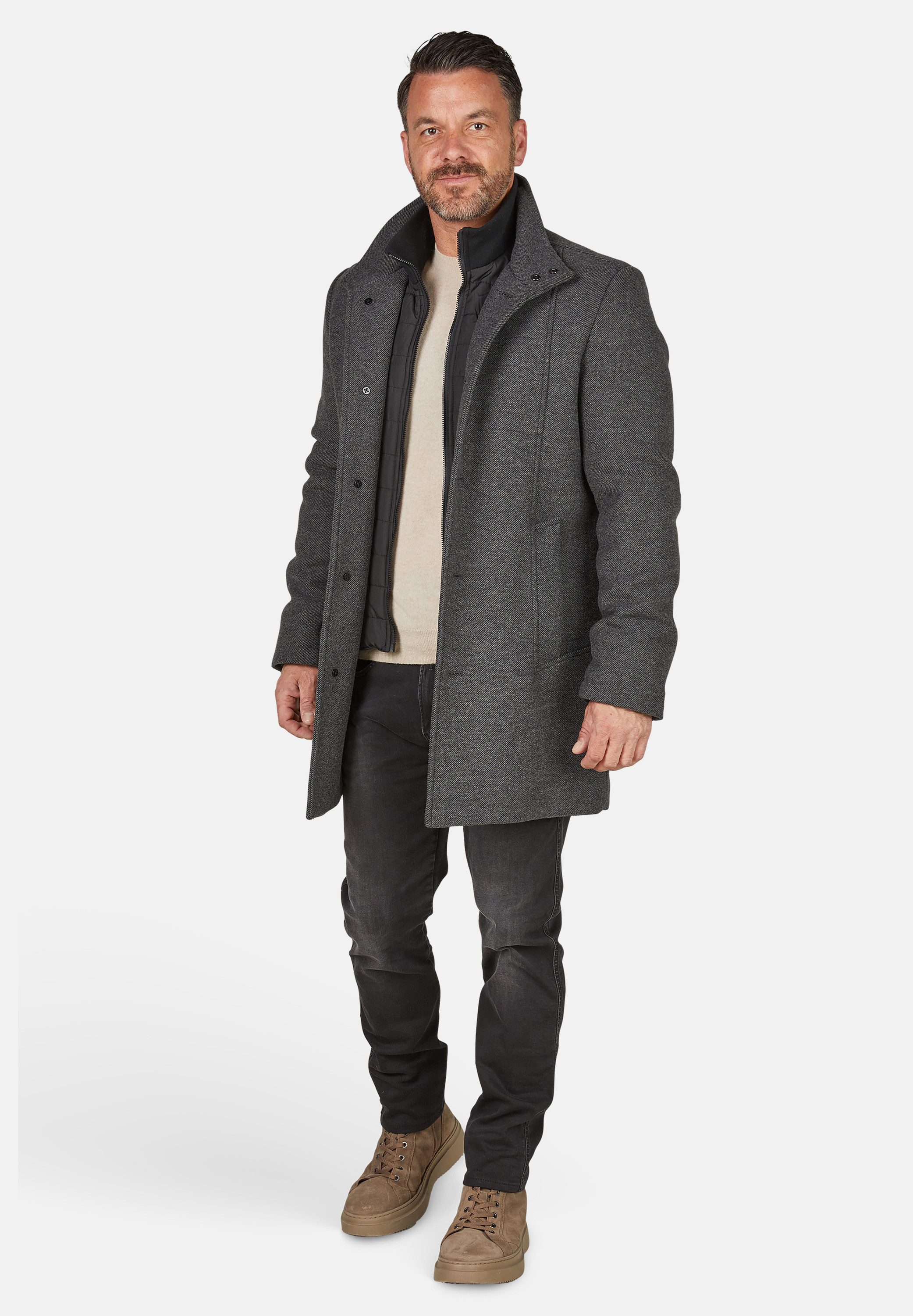 Calamar Wollmantel Eleganter Wollmantel Twill