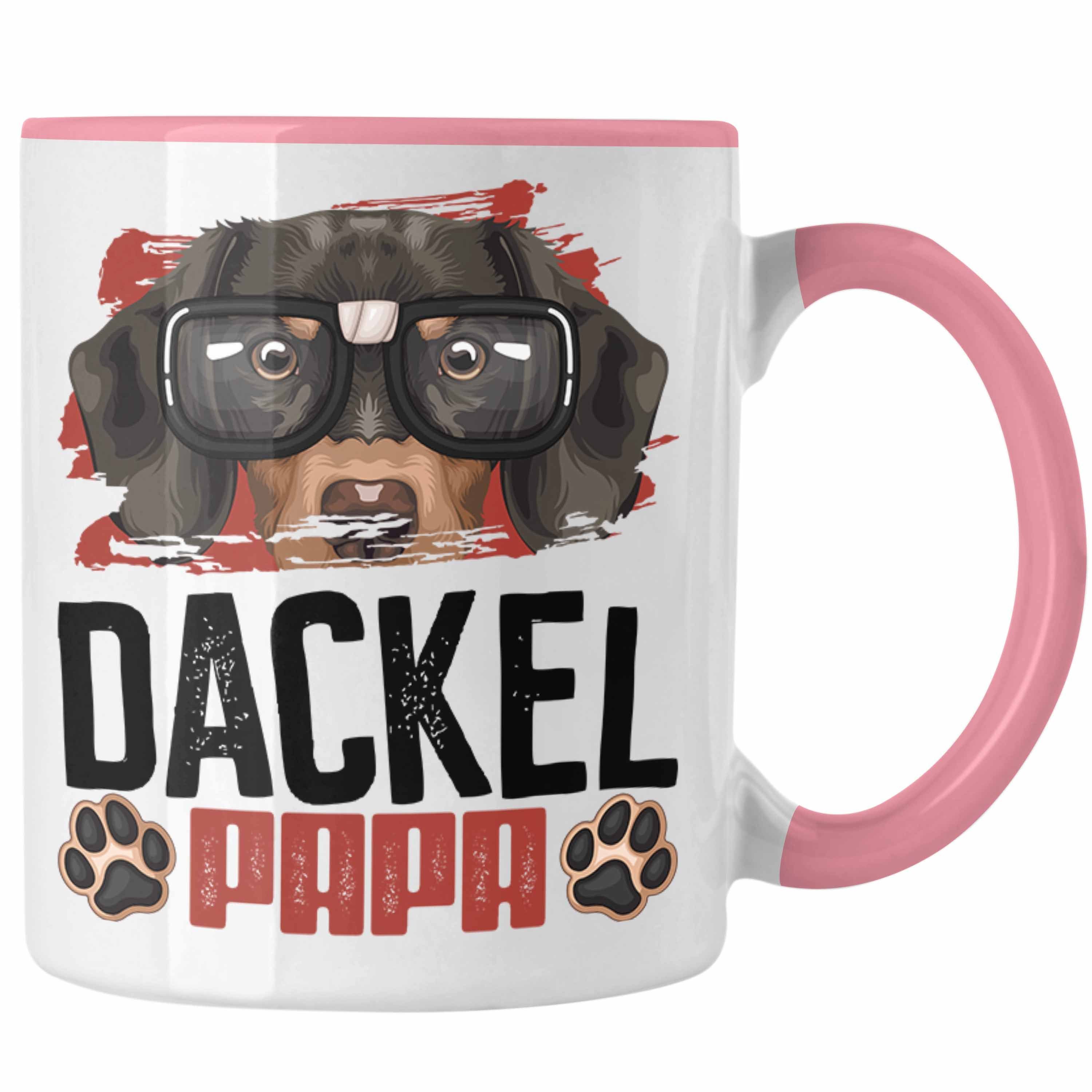 Trendation Tasse Dackel Papa Besitzer Tasse Geschenk Lustiger Spruch Geschenkidee Dacke Rosa