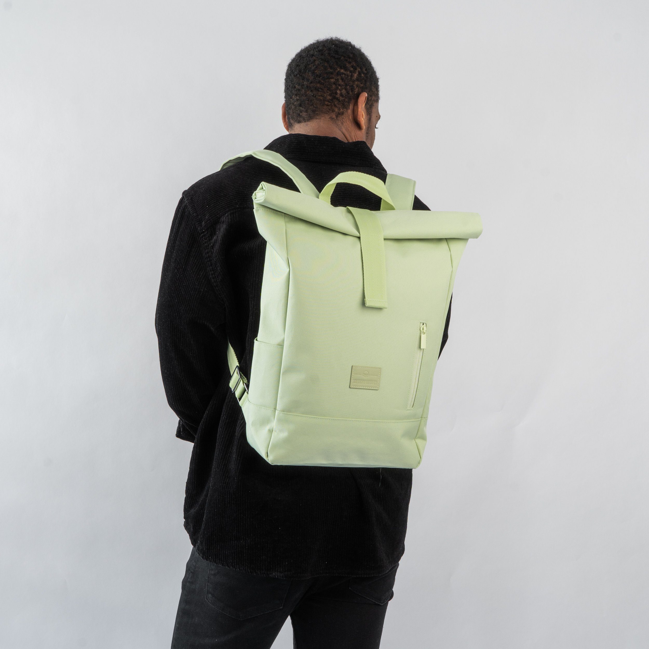 Johnny Urban Cityrucksack Rolltop Laptop Medium, Limette Herren, Damen Fach, Wasserabweisend Robin