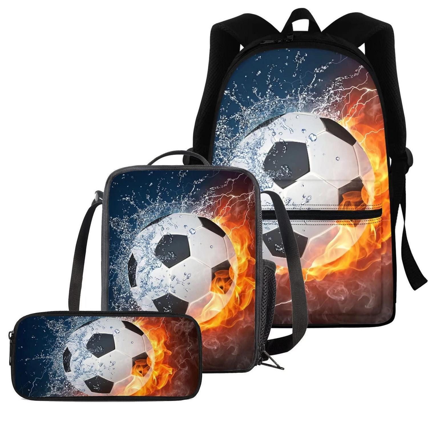LuxusKollektion Schulranzen Fußball-Rucksack-Set 3-teilig Jungen Mädchen