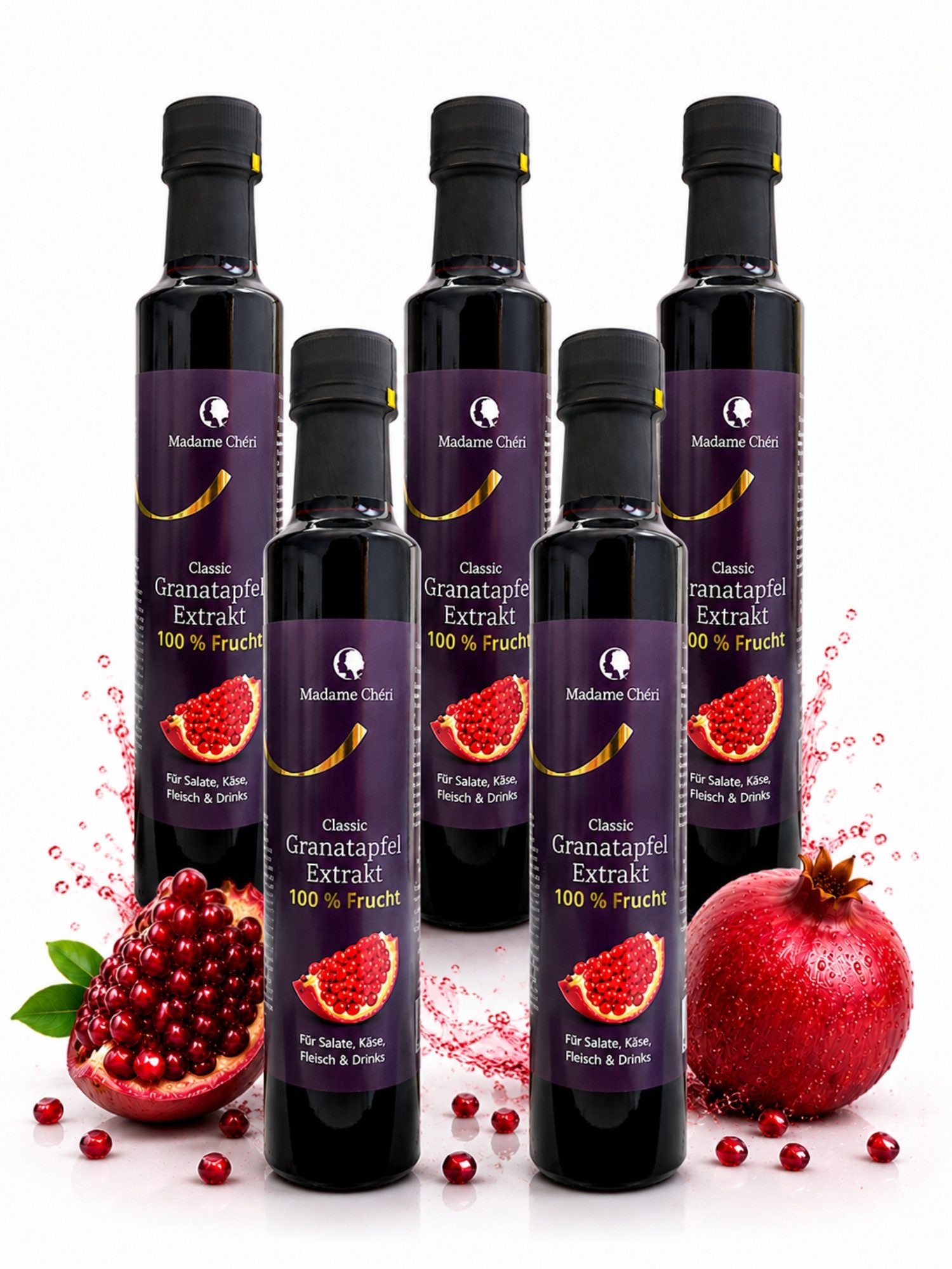 Madame Chéri Sirup Premium Granatapfelextrakt 100% Frucht, 330 g, 100 % Granatapfelextrakt, ohne Zusatzstoffe, vielseitig verwendbar