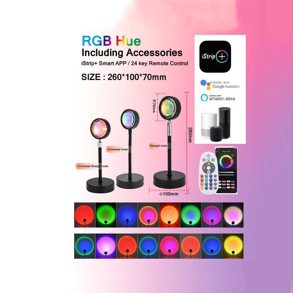 Ophy LED Nachtlicht LED Sonnenuntergang-Licht mit App-Steuerung – 16 Farben wechselnd, Projektor, Regenbogen-Effekt, perfekt für Raumfotografie & Partys