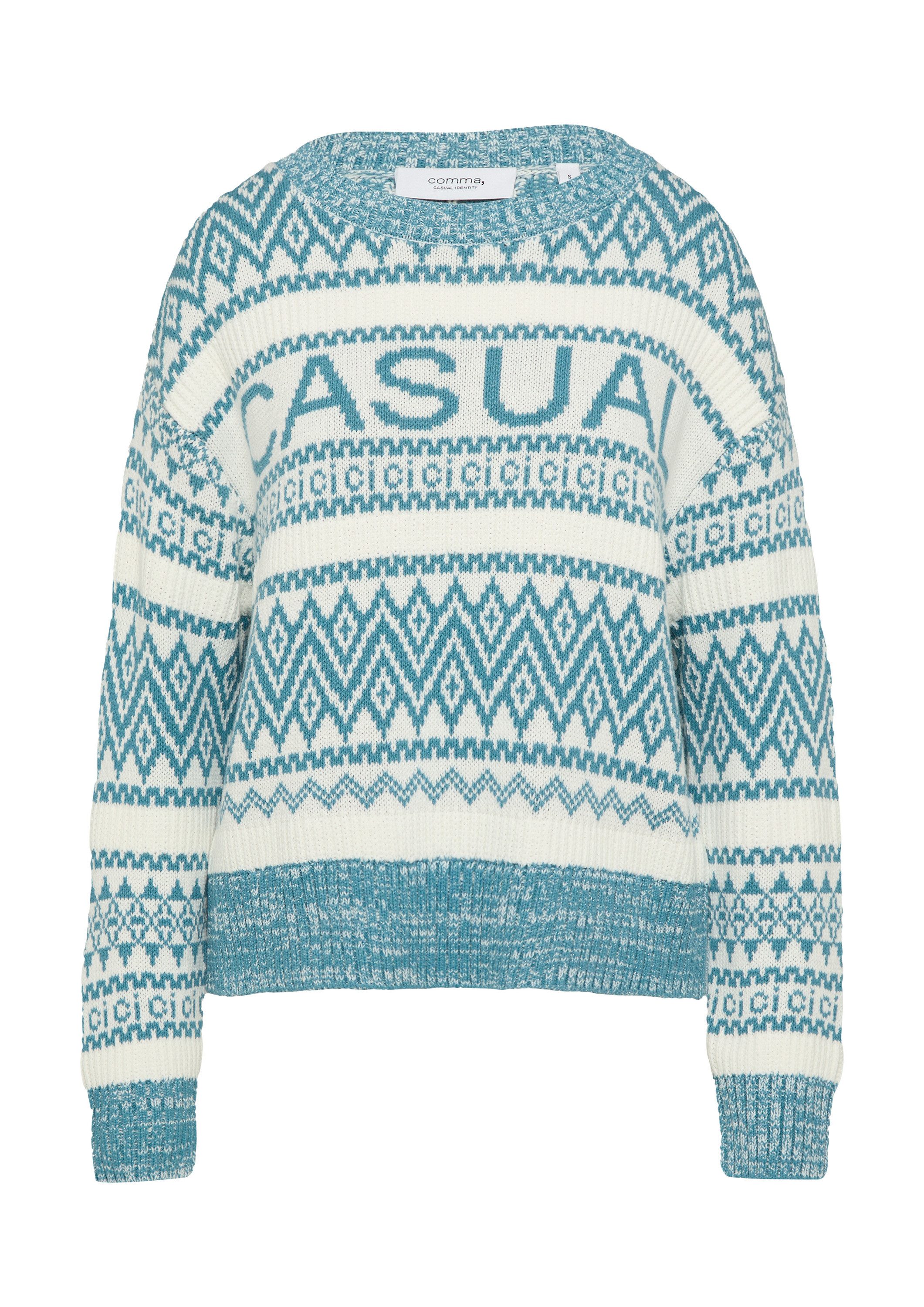 comma Longpullover Strickpullover Strickpullover mit Jacquard-Muster