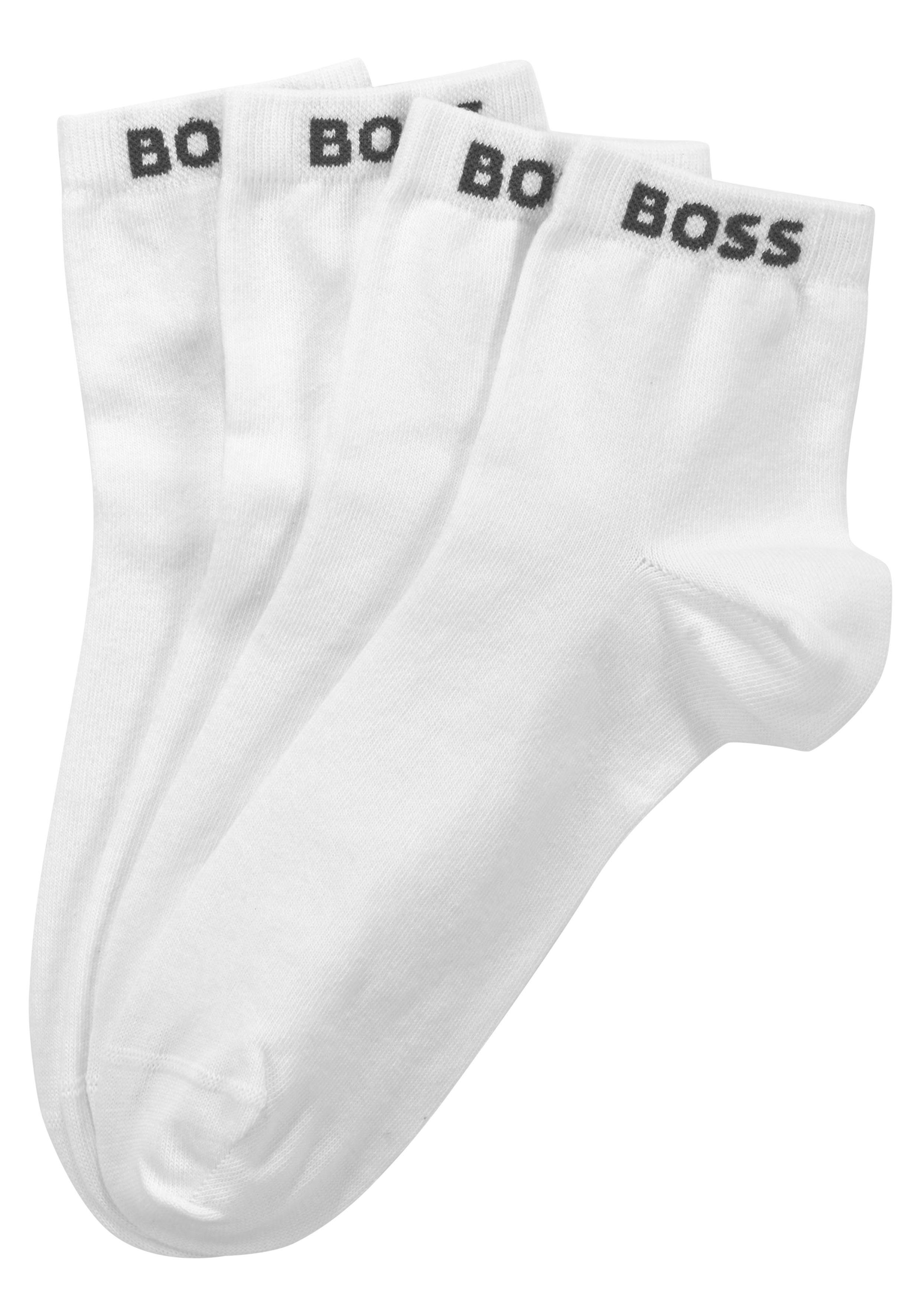 2-Paar) Markenschriftzug weiß mit (Set, BOSS Sneakersocken eingenähtem