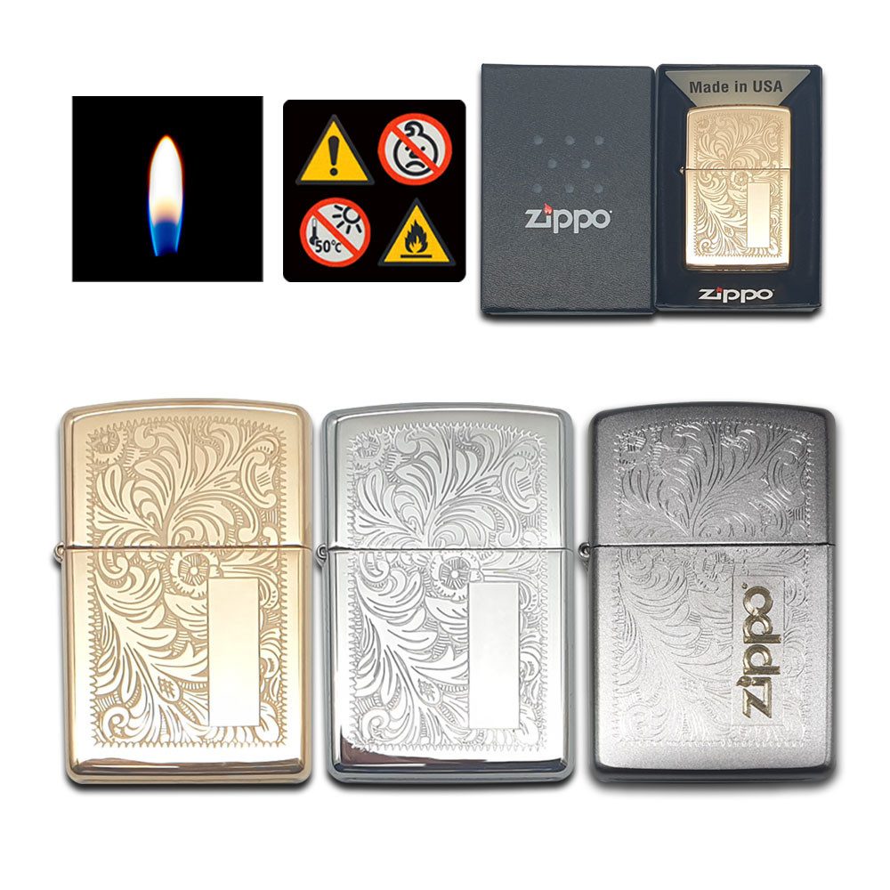 Zippo Feuerzeug Zippo Feuerzeug Venetian Design Gold Silber Benzinfeuerzeug