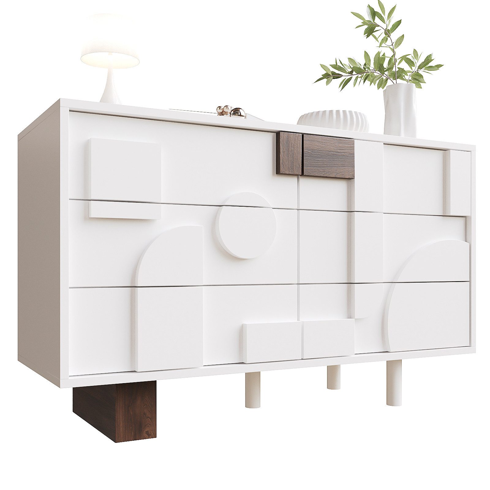 HAUSS SPOLE Sideboard mit geometrisch gestalteten Türen, ohne Griffe für Es günstig online kaufen