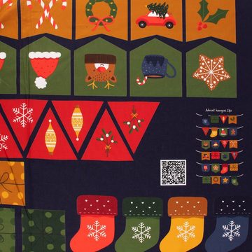 SCHÖNER LEBEN. Stoff Weihnachtsstoff BW Popeline Digital Adventskalender bunt 1,4m Breite, allergikergeeignet