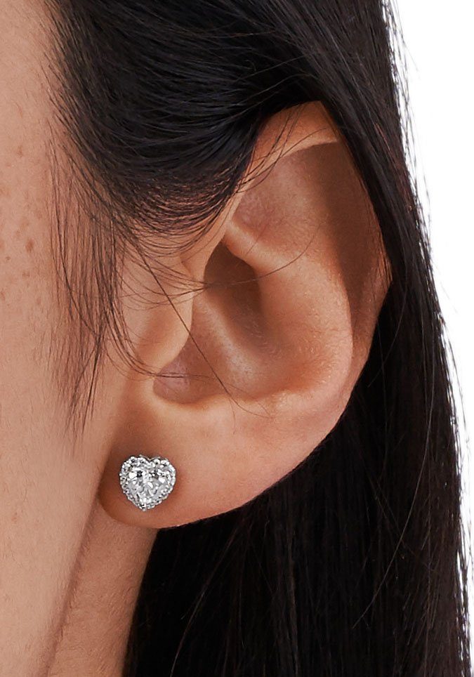 MICHAEL KORS Paar Ohrstecker Schmuck Geschenk Silber 925 Ohrringe PREMIUM HEART Herzen, mit Glasstein