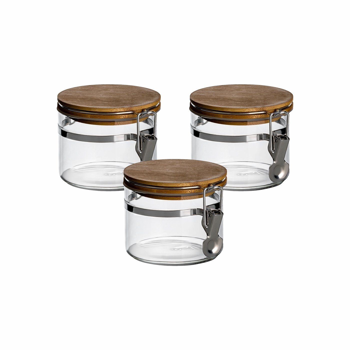 aus - gouveo aus (3-tlg), Vorratsdosen Glas, Bügelverschluss 400 Vorratsglas mit ml Borosilikatglas Borosilikatglas