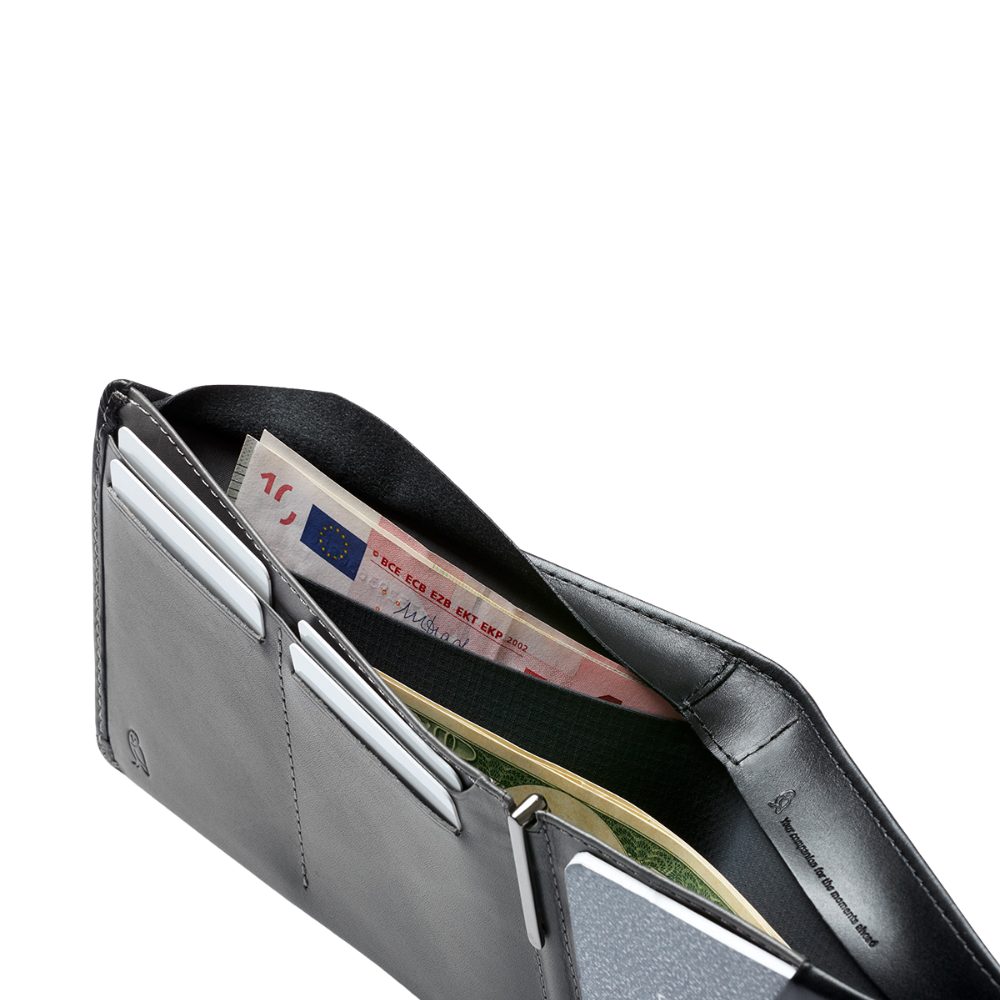 Brieftasche Fächer Travel Black und Bargeld Karten, Wallet, für Tickets, Pass, Bellroy RFID-Schutz zu bis 10