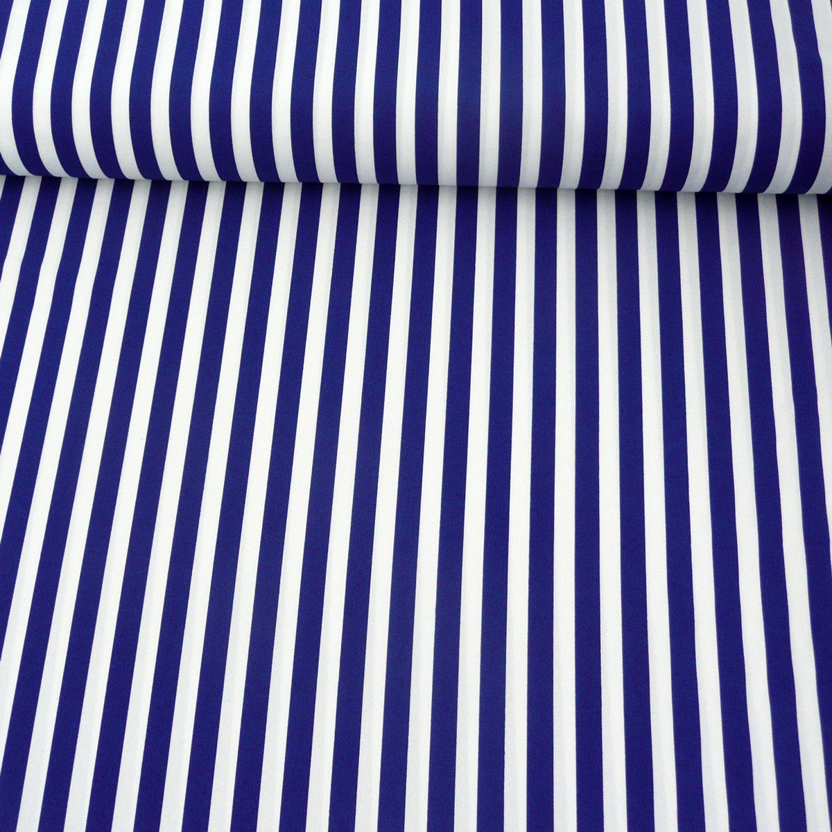SCHÖNER LEBEN. Stoff Polyester Meterware Streifen schmal weiß blau 150cm, 100 % Polyester