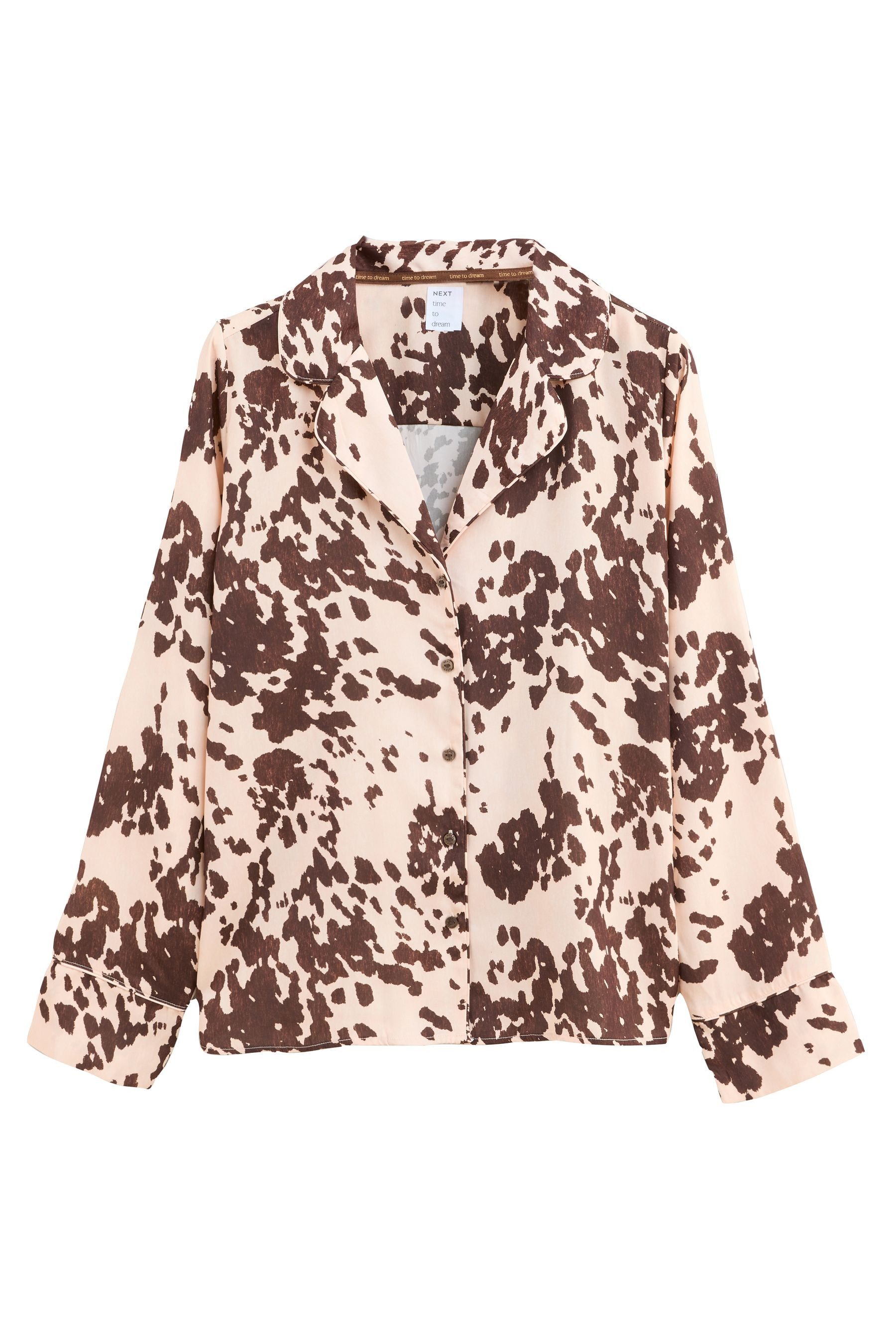 Pyjama Langärmeliger Satin-Schlafanzug mit Knopfleiste