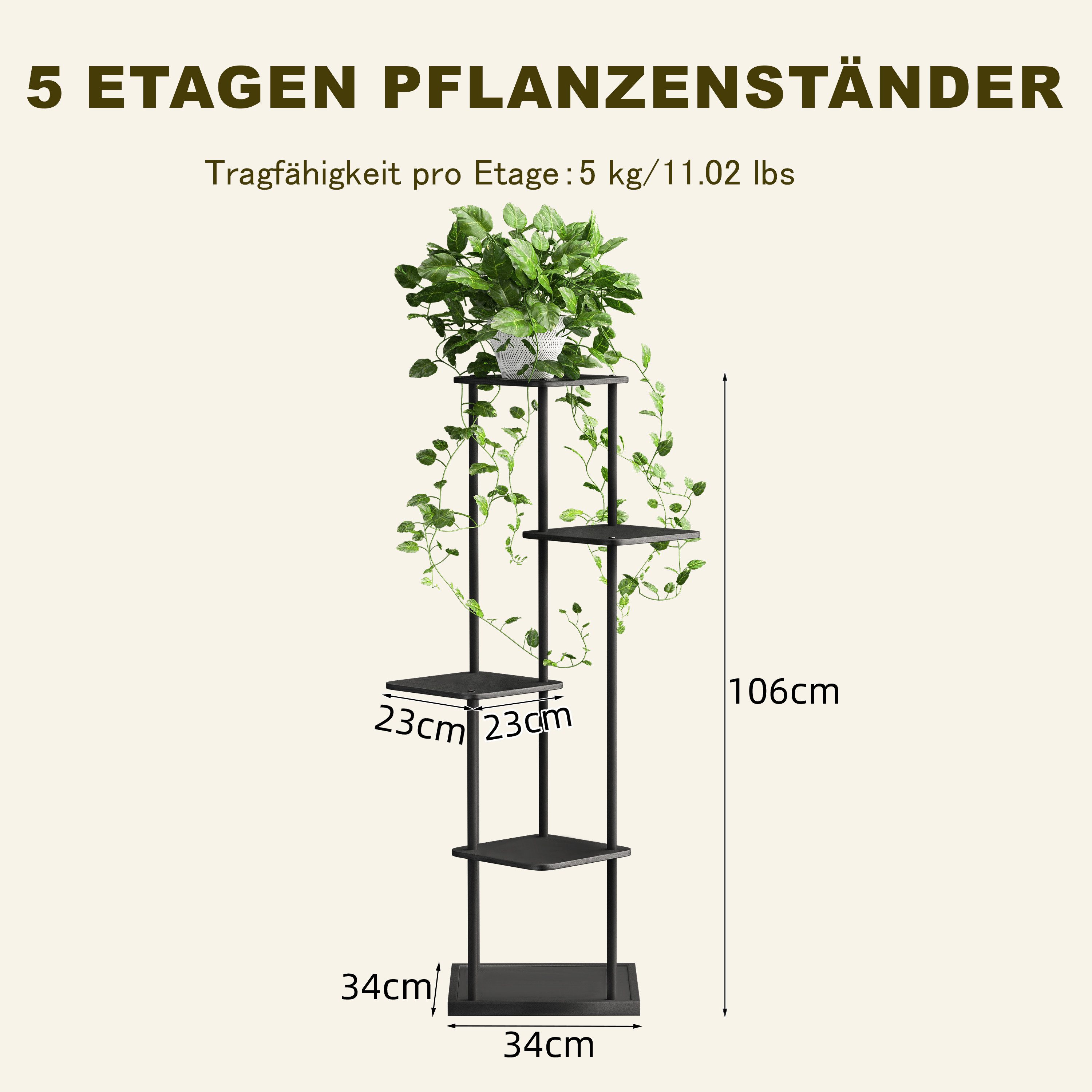 Ribelli Pflanzentreppe 5 Etagen Pflanzenständer, Blumenständer 106cm Höhe, günstig online kaufen