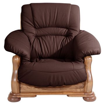 58 aufm Kessel Sessel Sessel Katlin Bezug Echtleder Eiche rustikal P43 / burgund 22779 (Sparpreis inkl. Kostenlosem Versand, 1-St), hochwertig verarbeitet,bequemer Sitz