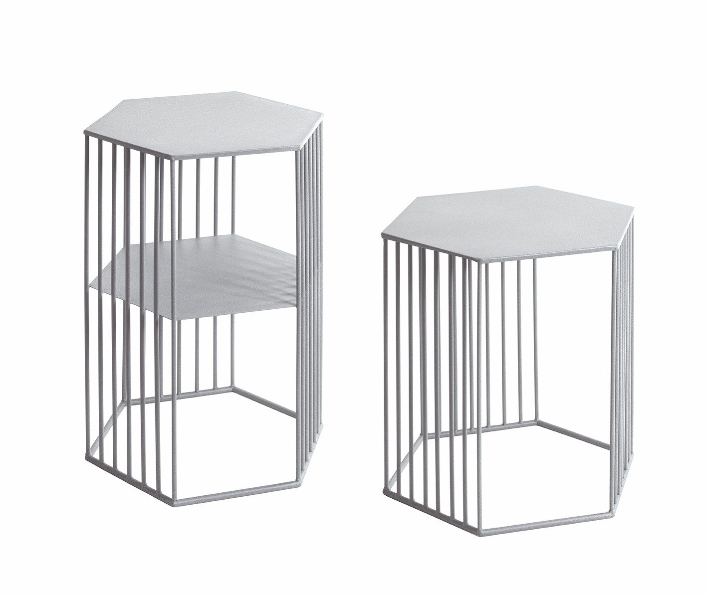 HAKU Satztisch (2-teilig) in grau (Coolgrey), Metall - 38x55x33cm (BxHxT) (2-teilig, 2er Set)