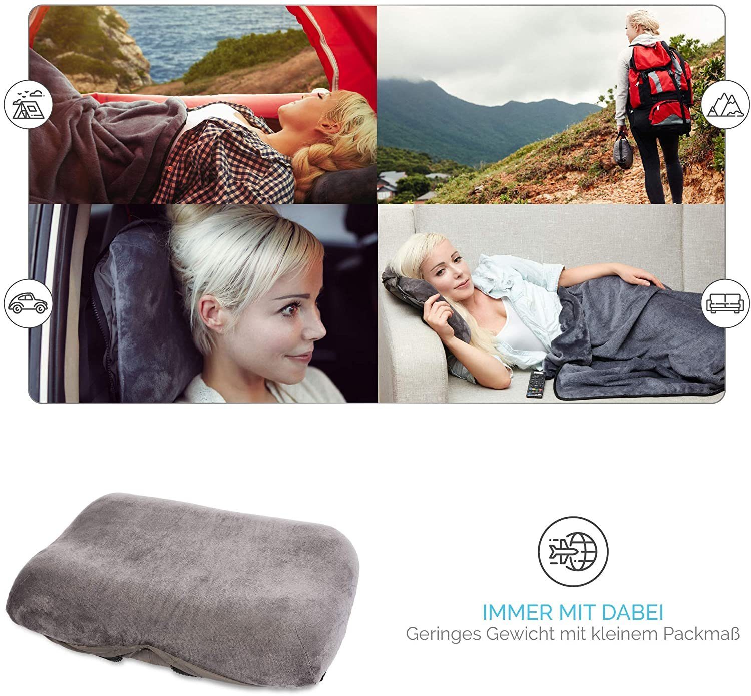 WELLIRA Reisekissen, Faltbares Memory Foam