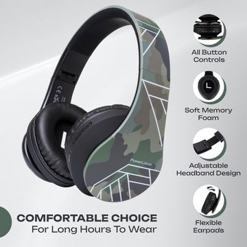 PowerLocus Beeindruckende Klangqualität Headset (Komfort für alle Altersgruppen dank faltbarem, dehnbarem Design Schnelles Anschließen über Bluetooth 5.0, Klangwelten mit HD Stereo und fortschrittlicher Geräuschunterdrückung)