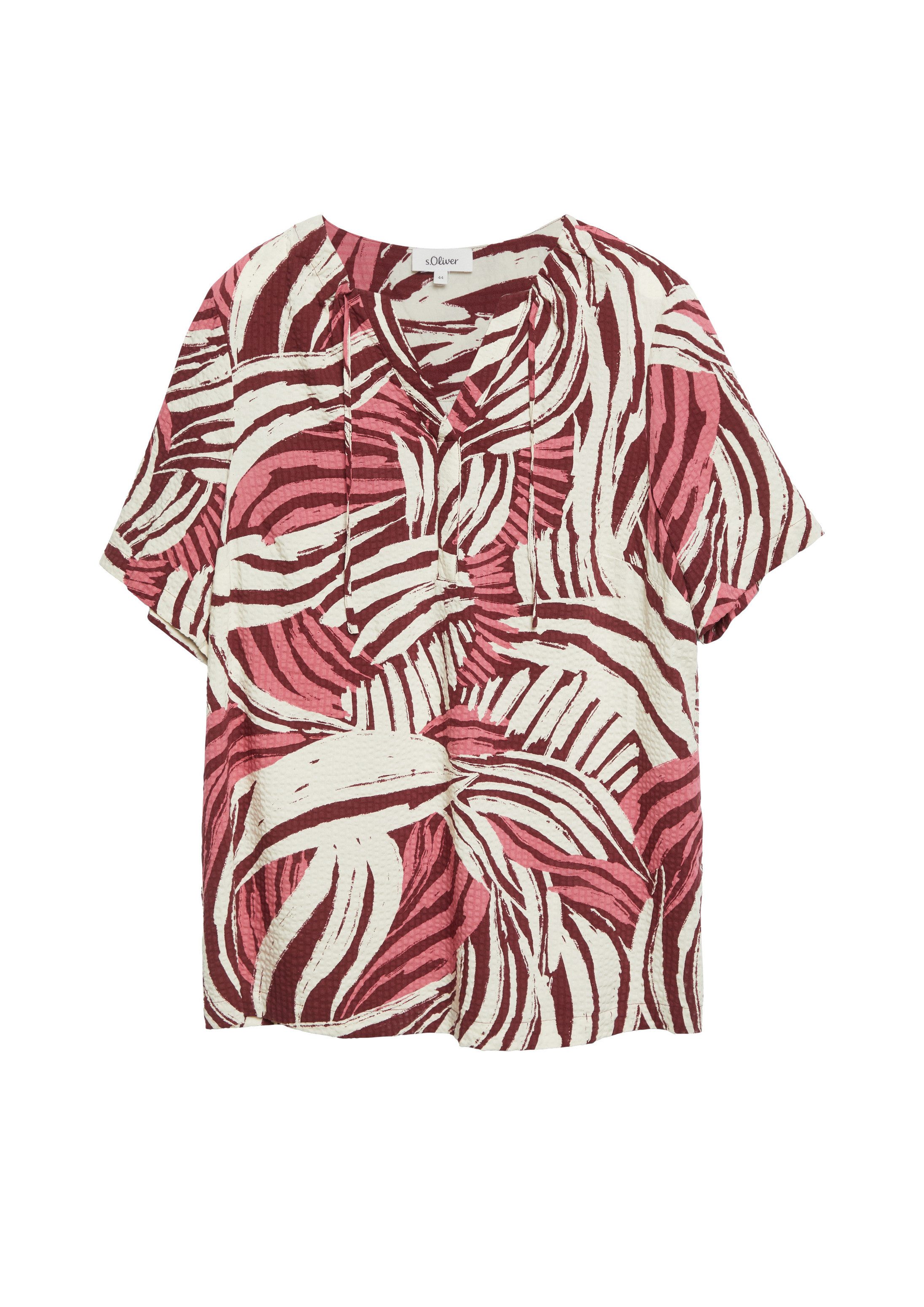 s.Oliver Kurzarmbluse Bluse Strukturierte Viskosemix-Bluse mit All-over-Print