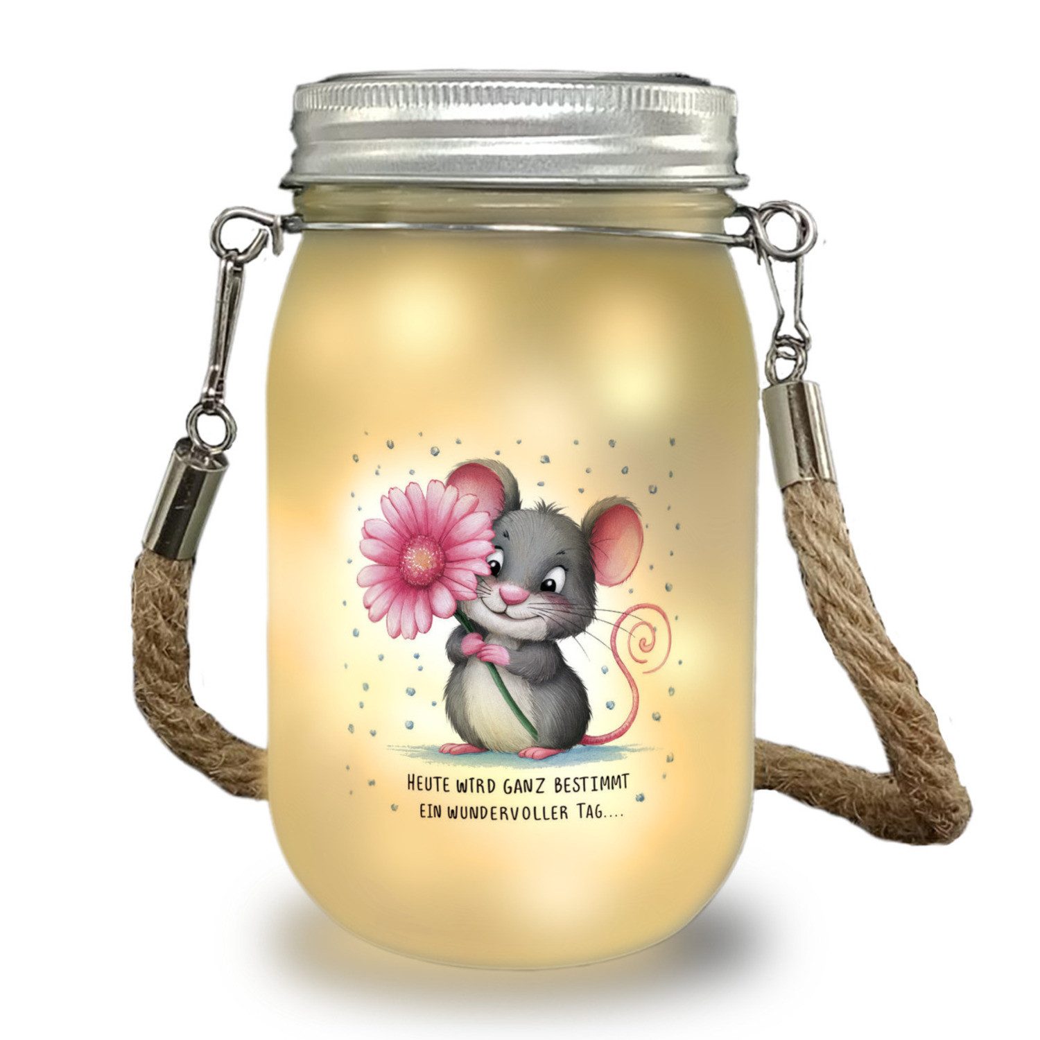 speecheese Dekolicht Maus mit Blume Solarlicht - wundervoller Tag