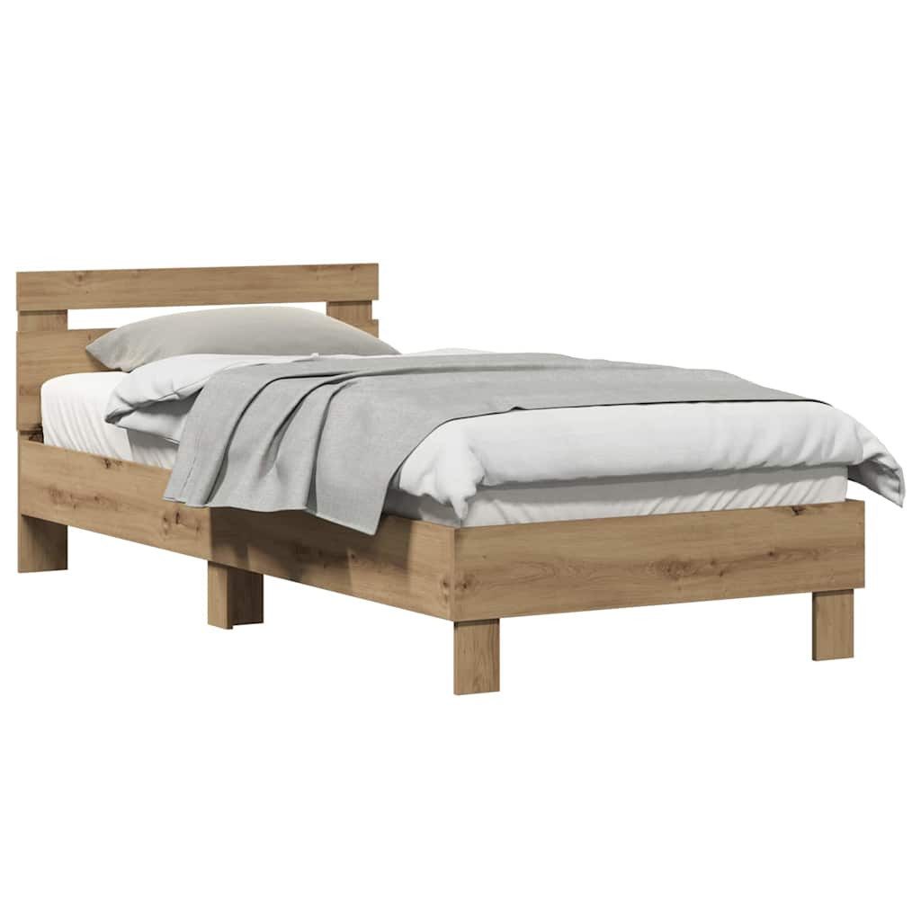 vidaXL Bett Bettrahmen Artisan-Eiche 193 x 95 x 88 cm Massivholz Eiche (1-t günstig online kaufen