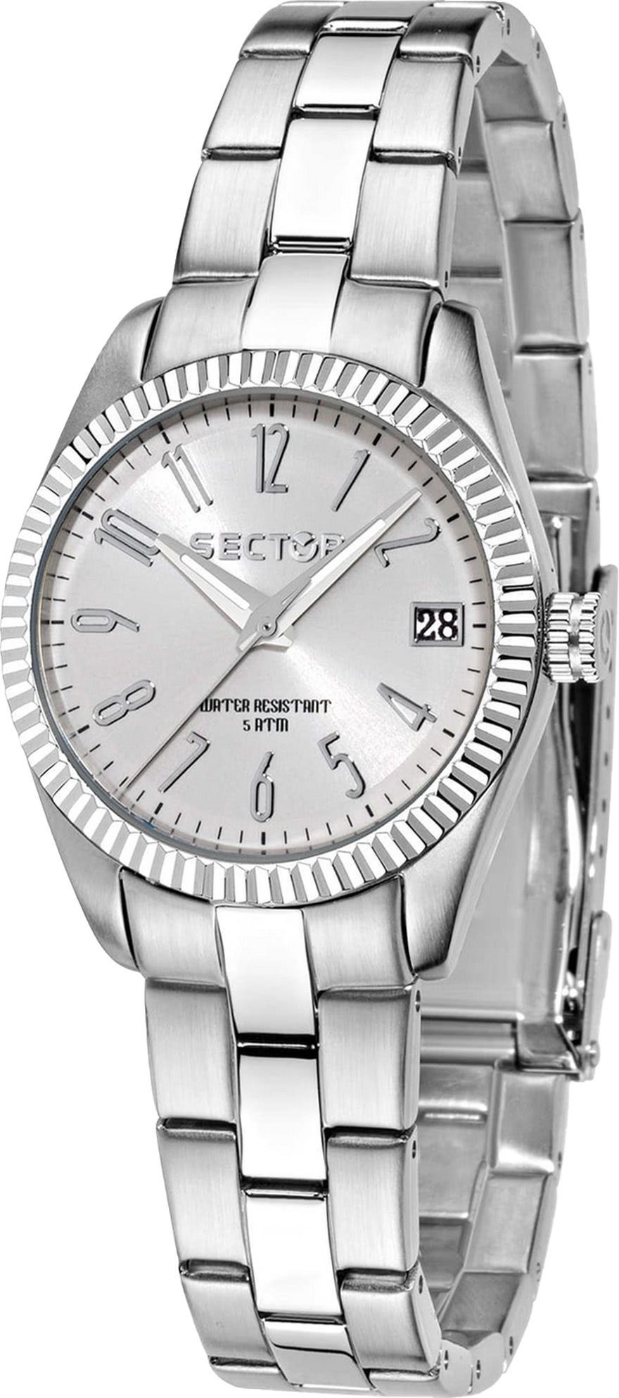 Sector Quarzuhr Sector Damen Armbanduhr Analog, (Analoguhr), Damen Armbanduhr rund, mittel (ca. 37mm), Edelstahlarmband silber, Cas