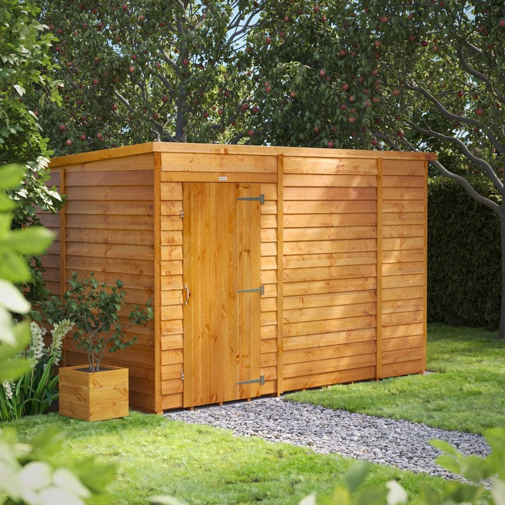 Powersheds Gartenhaus mit Pultdach und Stülpschalung, Vollholz ohne Fenster, BxT: 300x180 cm, (Polyester-verstärkte DachpaPOPe, gehärtetes Glas, hochwertiges Holz), Hochwertiges Holz