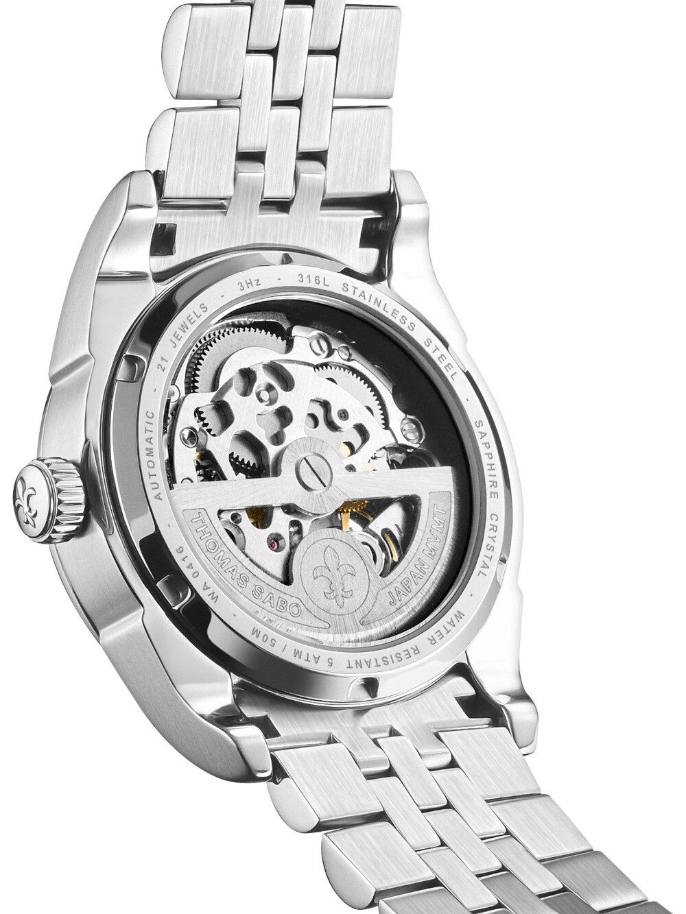 THOMAS SABO Automatikuhr Thomas Sabo WA0416-201-201 Unisex Automatik mit Lilienemblem 36mm 5AT Thomas Sabo WA0416-201-201 Unisex Automatik mit Lilienemblem 36mm 5ATM