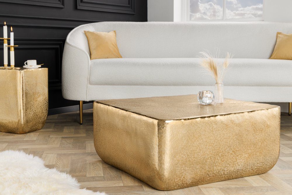 riess-ambiente Couchtisch UNIT 70cm gold (Einzelartikel, 1-St), Wohnzimmer · Metall · eckig · Handarbeit · Hammerschlag Design