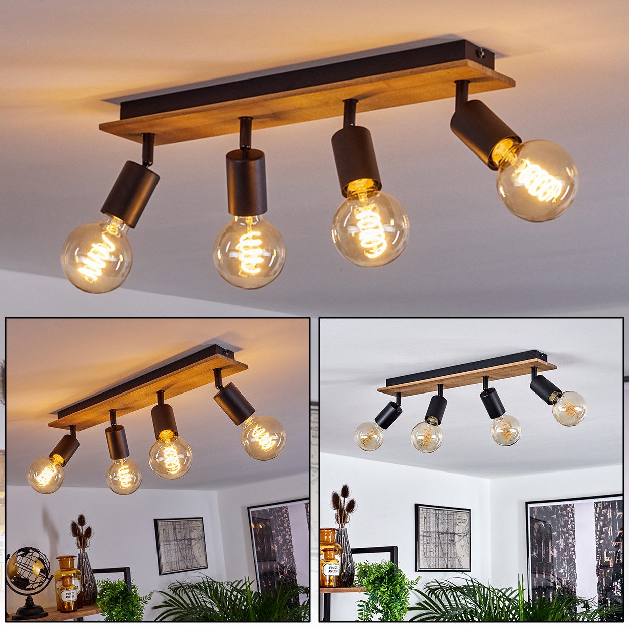 hofstein Deckenleuchte »Agnino« Deckenlampe aus Metall/Holz günstig online kaufen