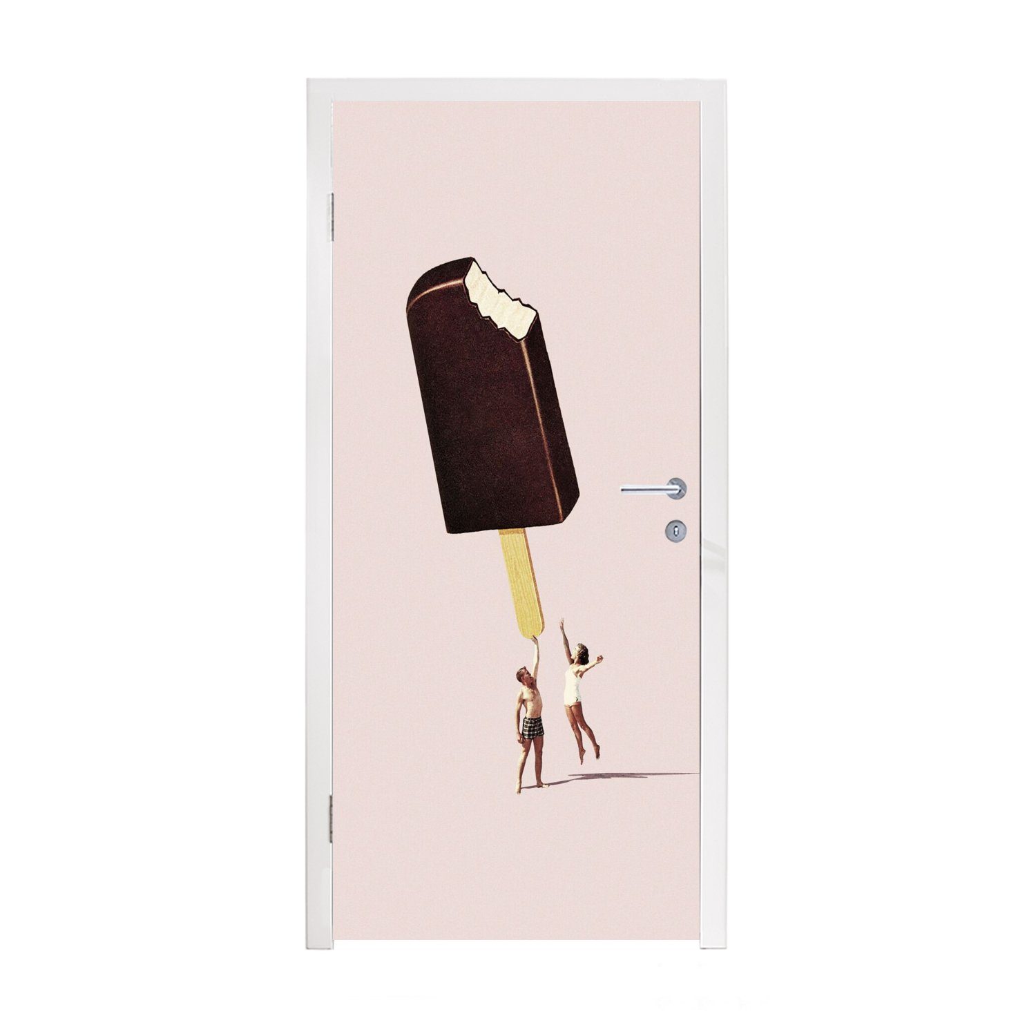 MuchoWow Türtapete Eiscreme - Schokolade - Pastell - Vintage, Matt, bedruckt, (1 St), Fototapete für Tür, Türaufkleber, 75x205 cm