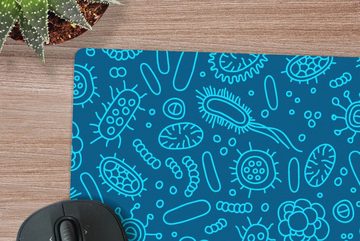 MuchoWow Gaming Mauspad Blau - Bakterien - Viren - Design (1-St), Mousepad mit Rutschfester Unterseite, Gaming, 40x40 cm, XXL, Großes