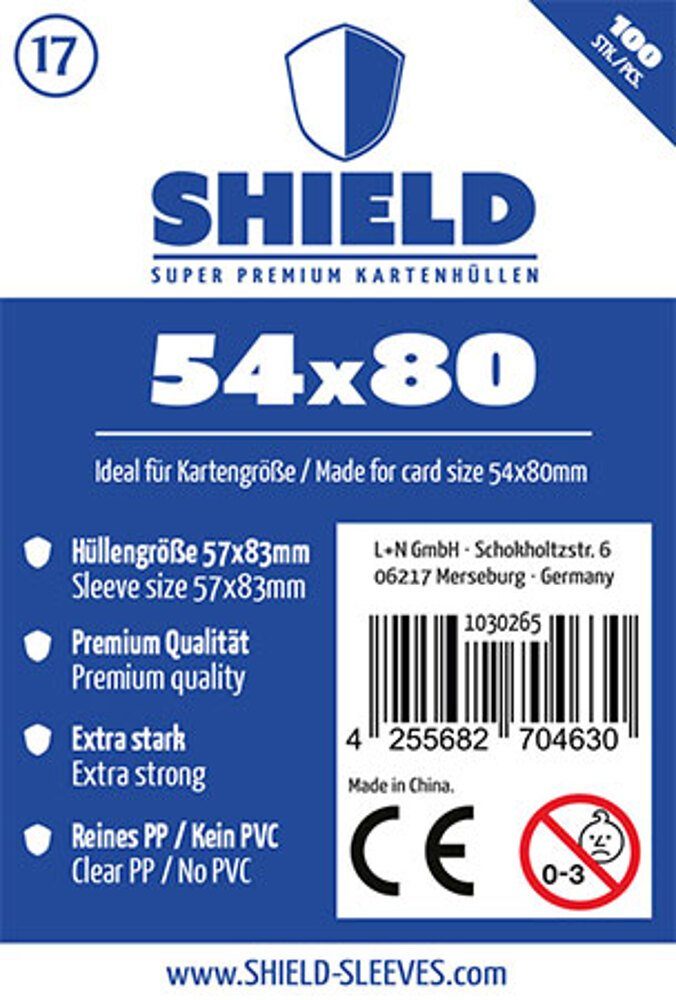 SHIELD Spiel Shield 17 - 100 Super Premium Kartenhüllen für Kartengröße 54 x 80 mm