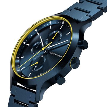 Lilienthal Berlin Chronograph Chronograph Blue Yellow - Edelstahl Blau