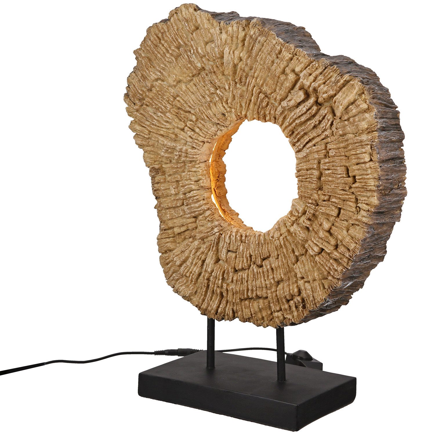 GILDE Tischleuchte WOOD ART Leuchte (LED) - braun - Kunstharz - Höhe 45cm x Breite 34,5cm, Tischlampe - Schreibtischlampe - Nachttischlampe