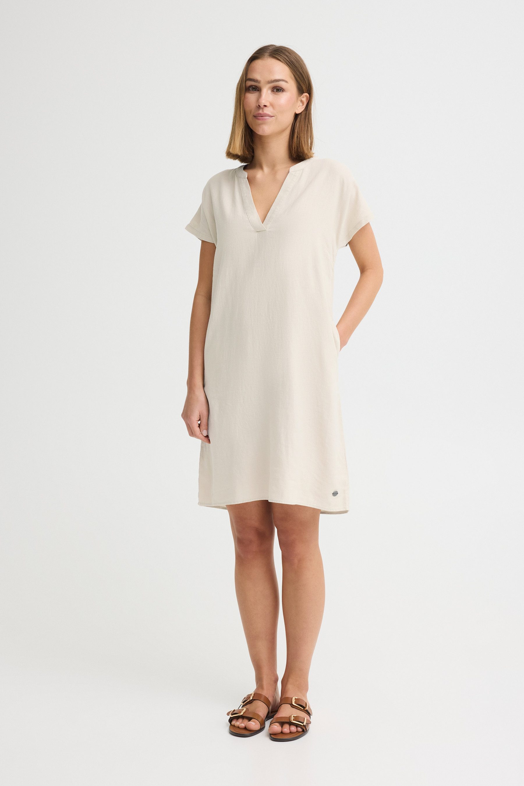 OXMO Blusenkleid OXAnette Sommerliches Leinen-Mix Kleid