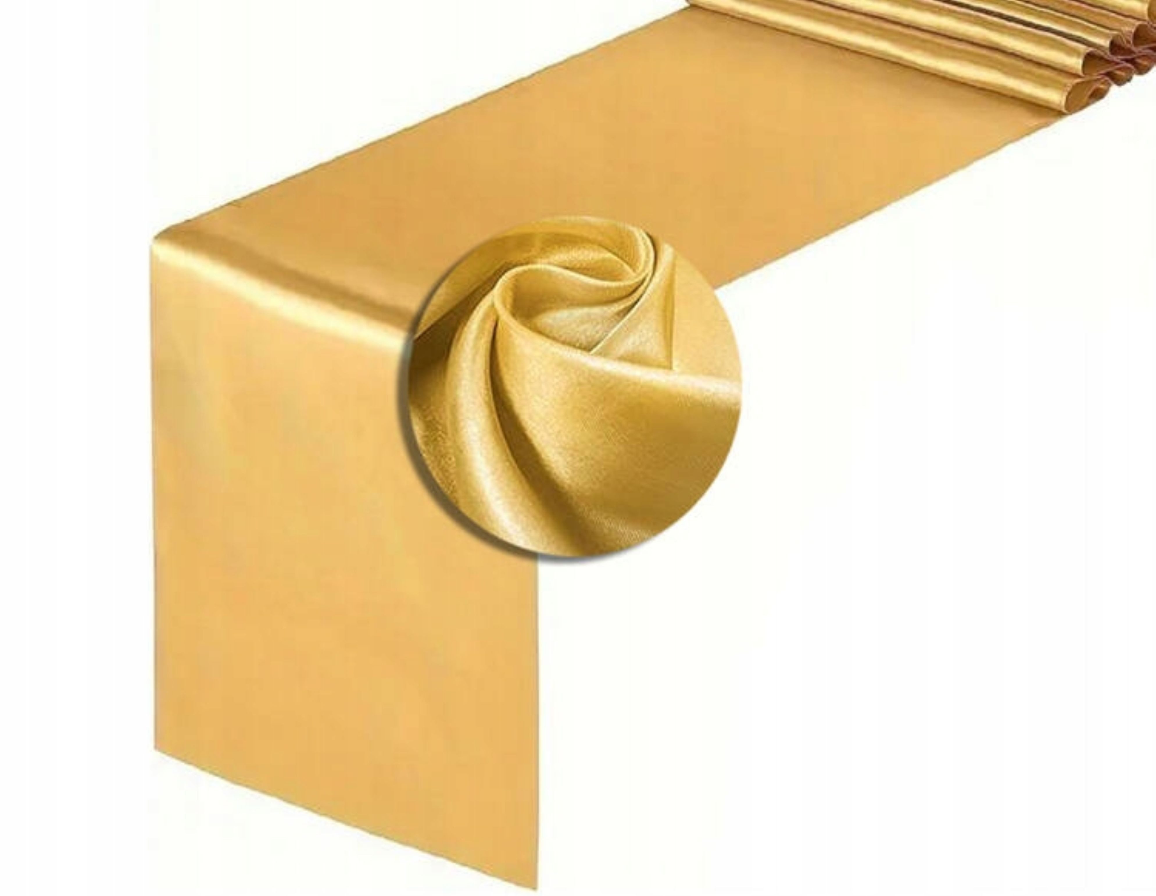 Festivalartikel Tischdecke Gold Satin Stoff 0,36x9m Deko Kommunion Hochzeit Tischläufer (1-tlg)