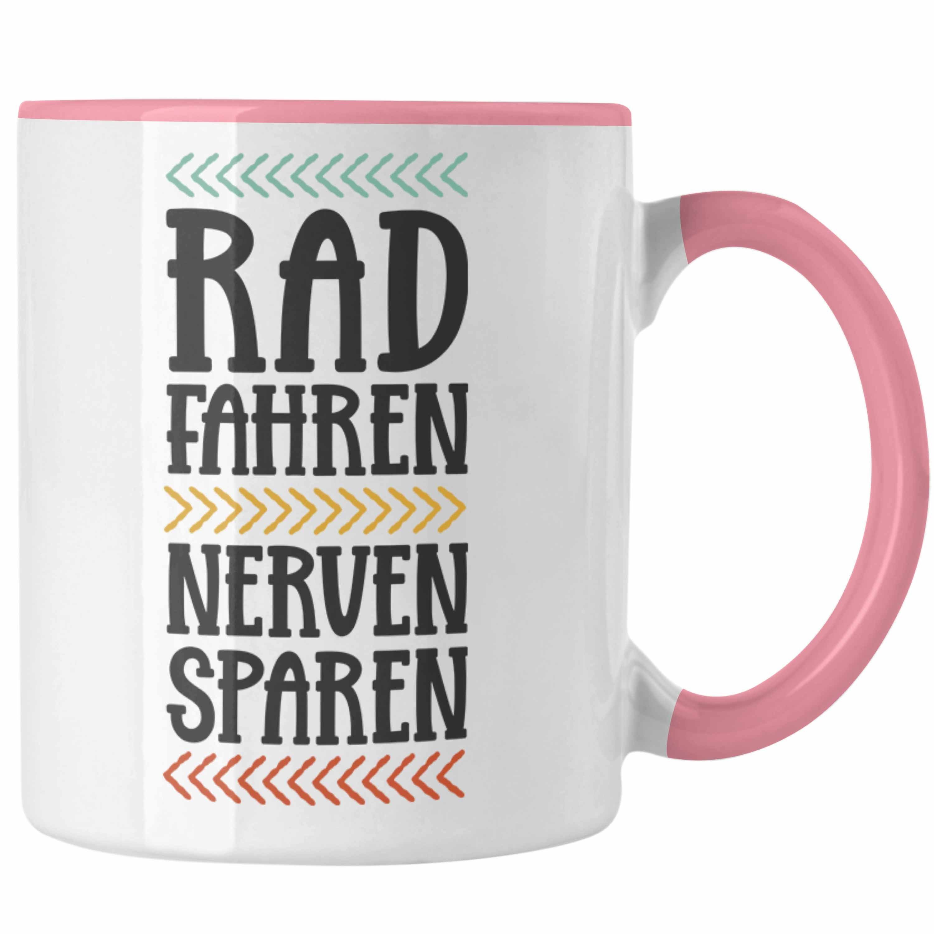 Trendation Tasse Trendation - Fahrrad Radfahrer Geschenk Rennrad Bike Geschenkidee Männer Tasse Fahrradfahrer Kaffeetasse Rosa