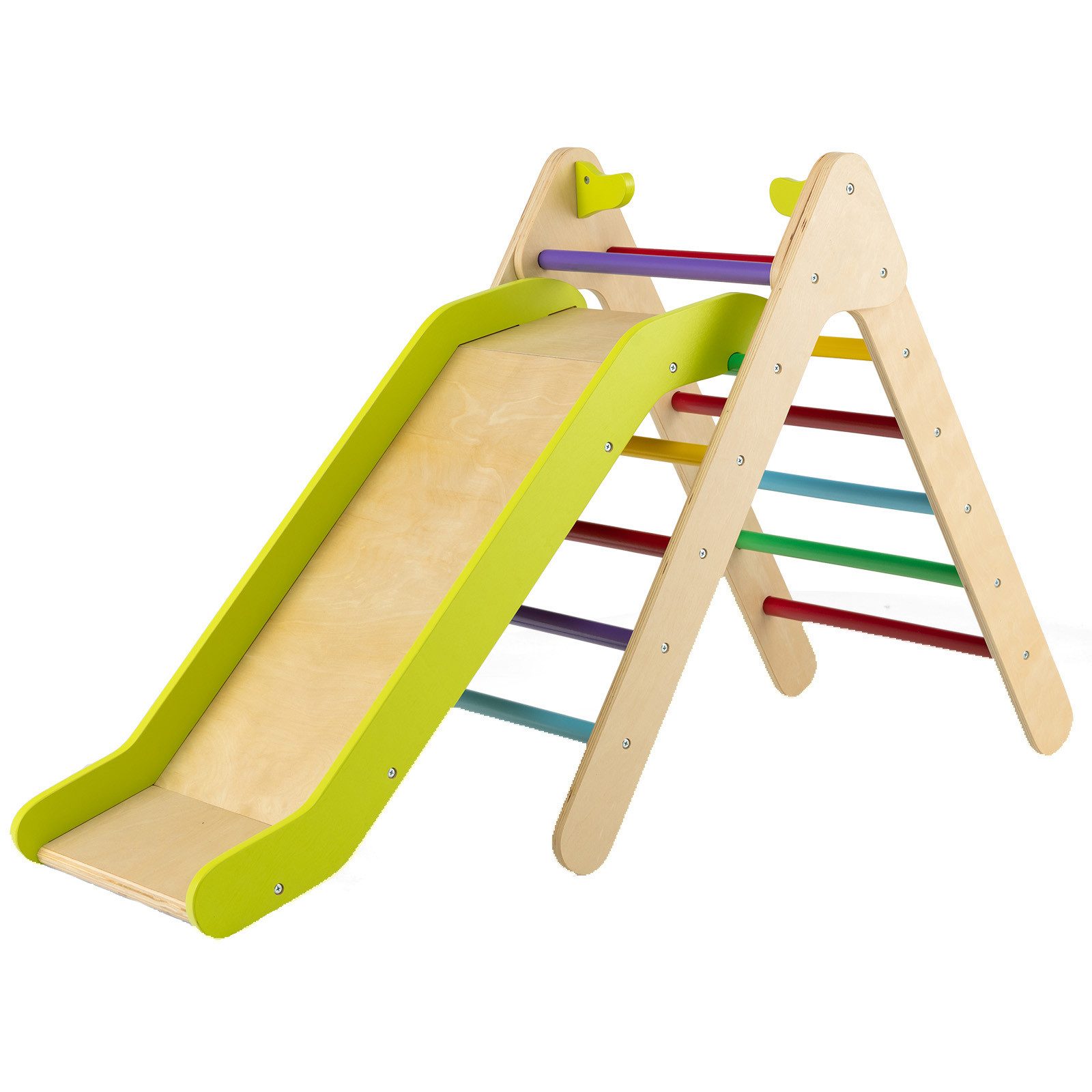 COSTWAY Klettergerüst Kletterdreieck, 2 in 1 Rutsche & Rampe